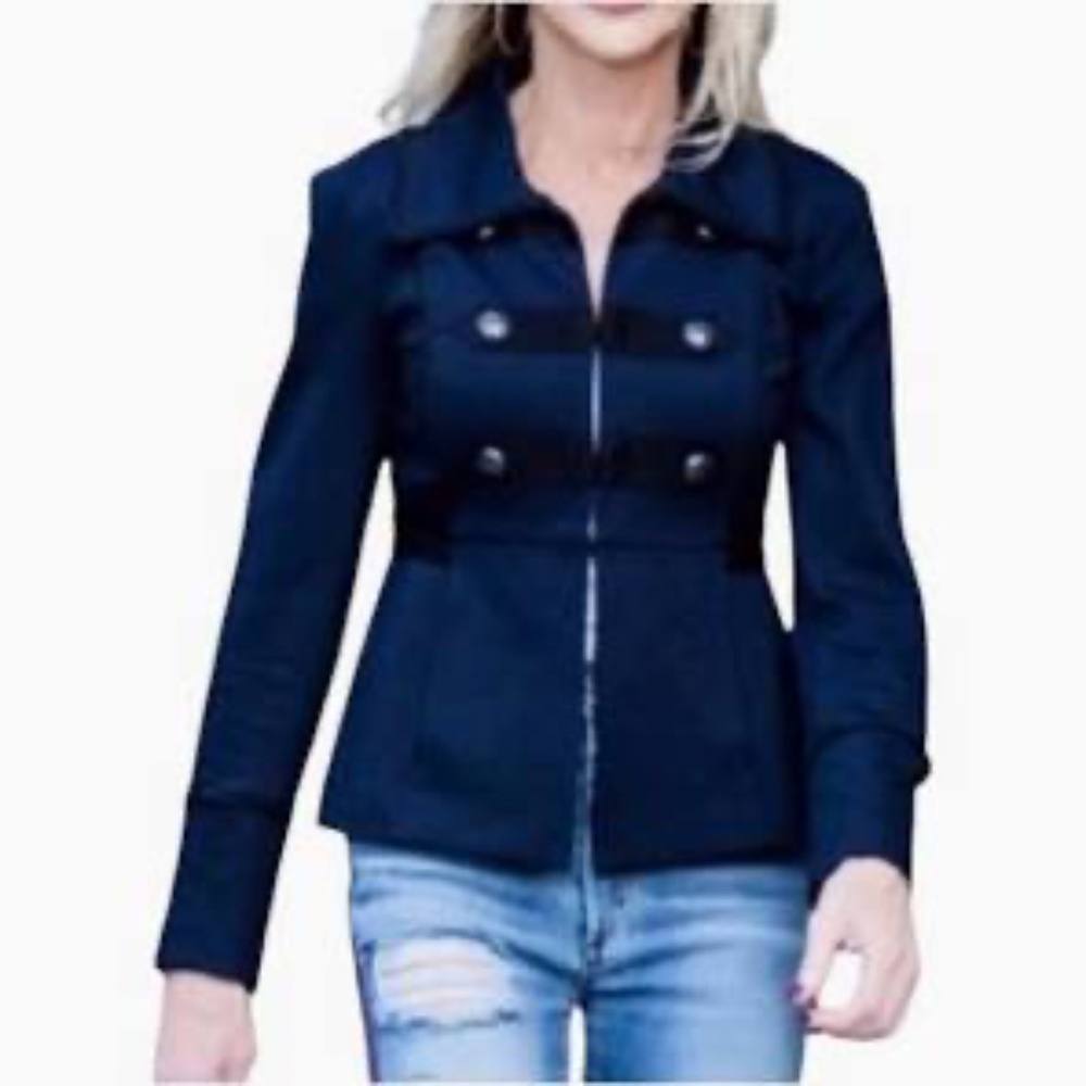 Cabi Blue Military Button Jacket (Medium) - Picture 4 of 4